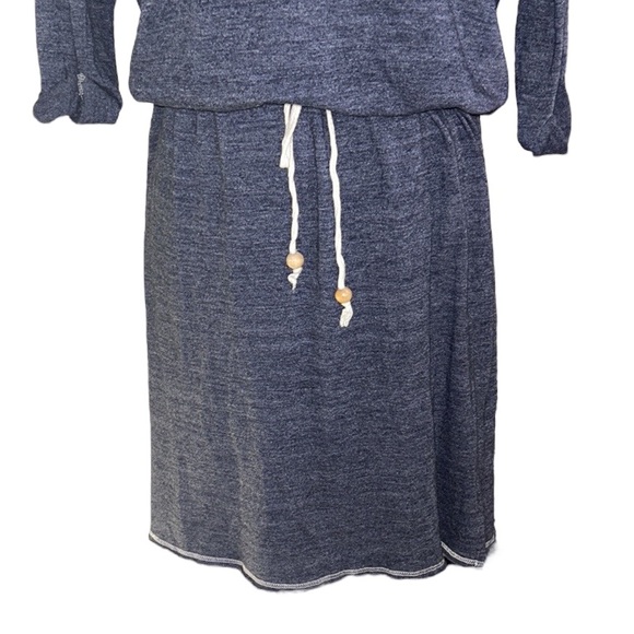 Nation Ltd Abbot Kinney Drawstring Heathered Blue Mini Dress in Nation Navy - M - Picture 6 of 14